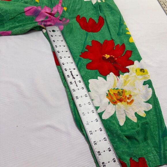 Jams World Vintage Jaisy Green Floral Capri Cropped Art To Wear Pants Size Large - Picture 3 of 9